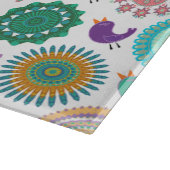Singing Bird und Mandala Folk Art Pattern Schneidebrett (Ecke)