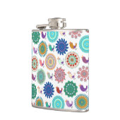 Singing Bird und Mandala Niedliches Folk Art Muste Flachmann (Links)