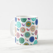 Singing Bird und Mandala Niedliches Folk Art Muste Kaffeetasse (Vorderseite Links)