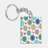 Singing Bird und Mandala Niedliches Folk Art Muste Schlüsselanhänger (Vorderseite links)