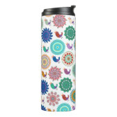 Singing Bird und Mandala Niedliches Folk Art Muste Thermosbecher (Nach links gedreht)