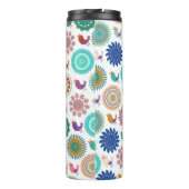 Singing Bird und Mandala Niedliches Folk Art Muste Thermosbecher (Rückseite)