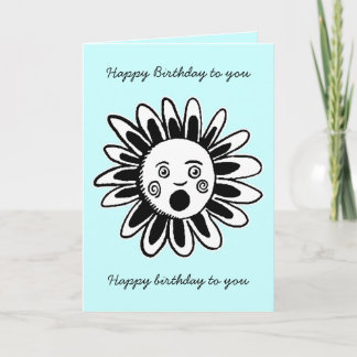 Singing Blume - Happy Birthday Song - Blassblau Karte