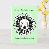 Singing Blume - Happy Birthday Song - Blassgrün Karte (Gelbe Blume)