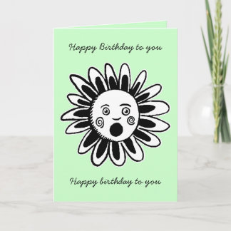 Singing Blume - Happy Birthday Song - Blassgrün Karte