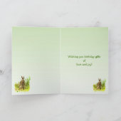 Singing Bunny Rabbit in Grass Birthday Card Karte (Innenseite)