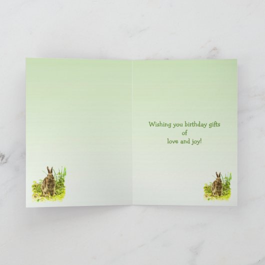 Singing Bunny Rabbit in Grass Birthday Card Karte (Innenseite)