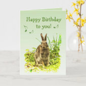 Singing Bunny Rabbit in Grass Birthday Card Karte (Gelbe Blume)