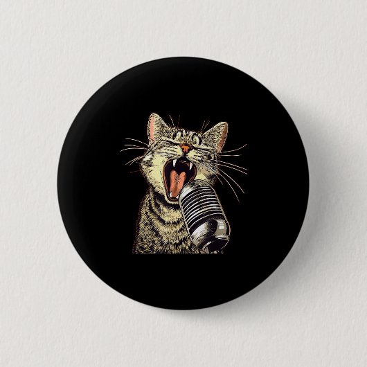 Singing Cat With Karaoke Mic Costume  Button (Vorderseite)