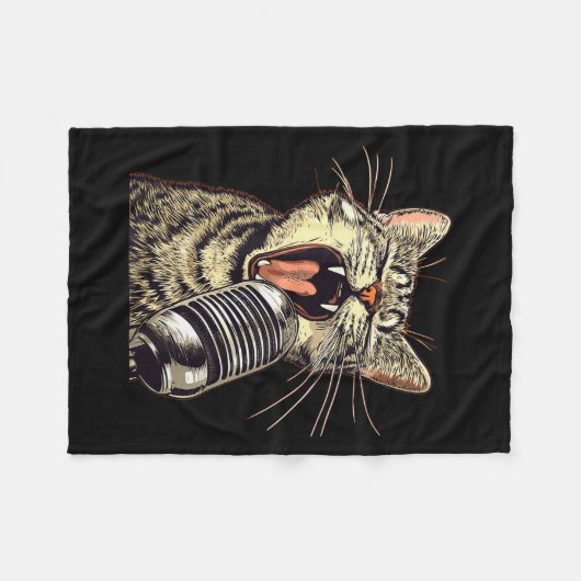 Singing Cat With Karaoke Mic Costume Fleecedecke (Vorderseite (Horizontal))
