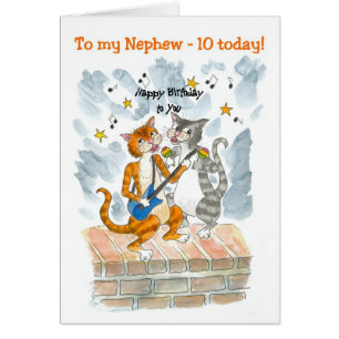 Singing Cats 10. Fun Birthday Card für einen Nephe