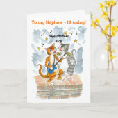 Singing Cats 13. Fun Birthday Card für einen Nephe Karte (Gelbe Blume)