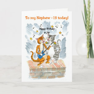 Singing Cats 13. Fun Birthday Card für einen Nephe Karte