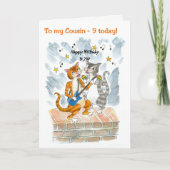 Singing Cats 9th Fun Birthday Card für einen Cousi Karte (Vorderseite)