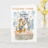 Singing Cats 9th Fun Birthday Card für einen Cousi Karte (Gelbe Blume)
