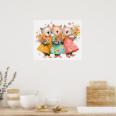 Singing Cats Holding Bouquets Poster (Küche)