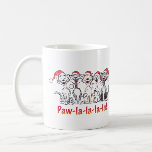 Singing Christmas Cats with Santa Hats Kaffeetasse (Links)