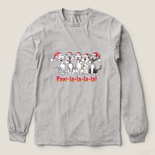 Singing Christmas Cats with Santa Hats Tri-Blend Shirt (Design Vorderseite)