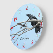 Singing Crow Raven Wall Clock Große Wanduhr (Winkel)
