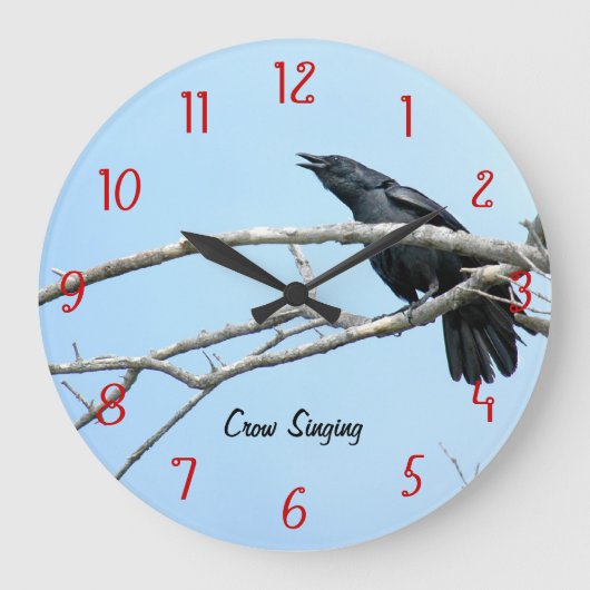 Singing Crow Raven Wall Clock Große Wanduhr (Vorderseite)