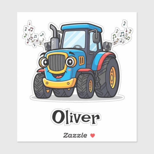 Singing Cute Musical Blue Tractor Aufkleber (Blatt)