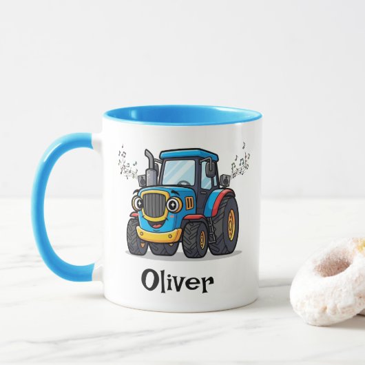 Singing Cute Musical Blue Tractor Tasse (Mit Donut)