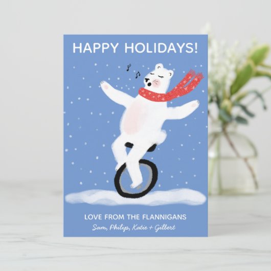 Singing Einrad Polar Bären Weihnachten Custom (Stehend Vorderseite)