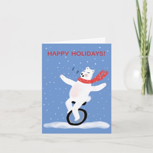 Singing Einrad Polar Bären Weihnachten Punny Custo (Vorderseite)