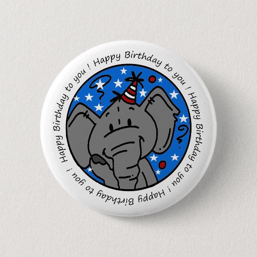 Singing Elephant Birthday Button (Vorderseite)