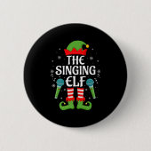 Singing Elf Christmas Family Men Women Kids Elf Sq Button (Vorderseite)