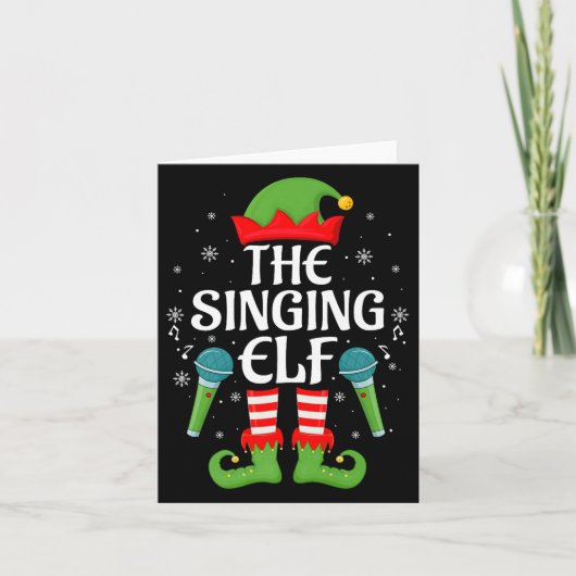 Singing Elf Christmas Family Men Women Kids Elf Sq Karte (Vorderseite)