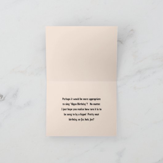 Singing Hippo Birthday Card/personalize Karte (Innenseite)