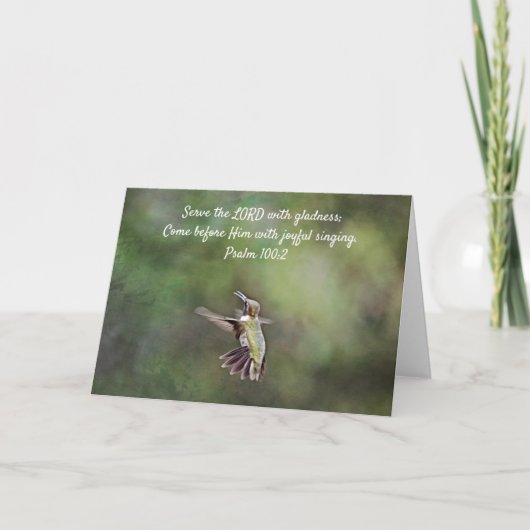 Singing Hummingbird Scripture Card Psalm 100:2 Karte (Vorderseite)