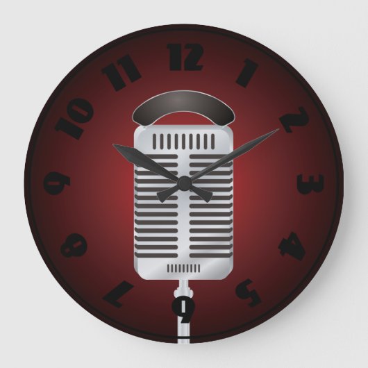 Singing Microphone Clock Große Wanduhr (Vorderseite)
