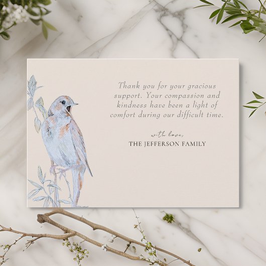 Singing Nightingale Beerdigung Danke-Card Dankeskarte