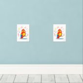 **Singing Parrot – Cute Parrot Singing Illustratio Bilderwand Sets (Holzboden)