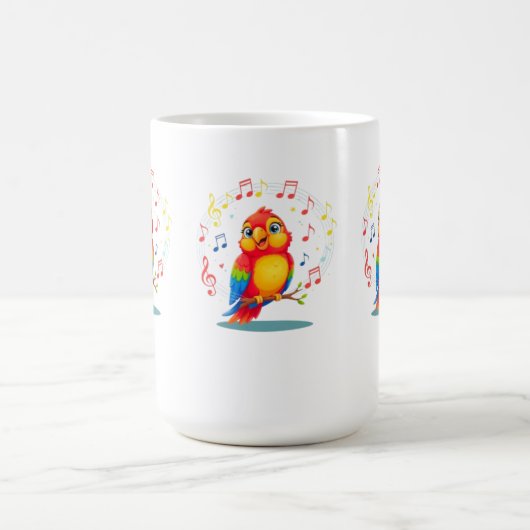 **Singing Parrot – Cute Parrot Singing Illustratio Kaffeetasse (Mittel)