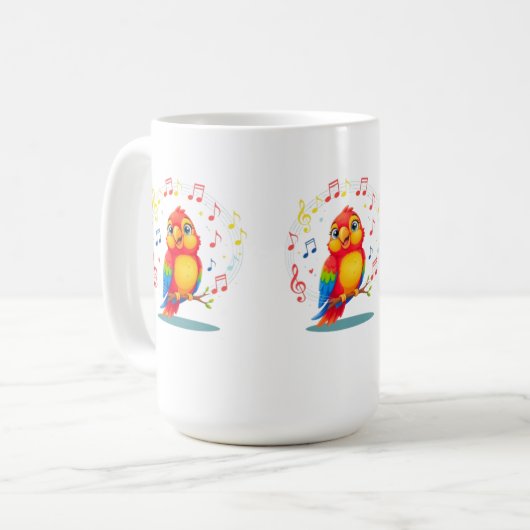 **Singing Parrot – Cute Parrot Singing Illustratio Kaffeetasse (Vorderseite Links)