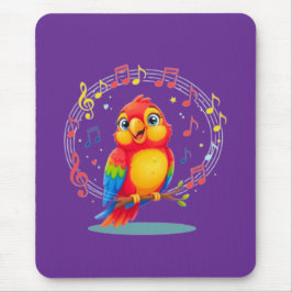 **Singing Parrot – Cute Parrot Singing Illustratio Mousepad