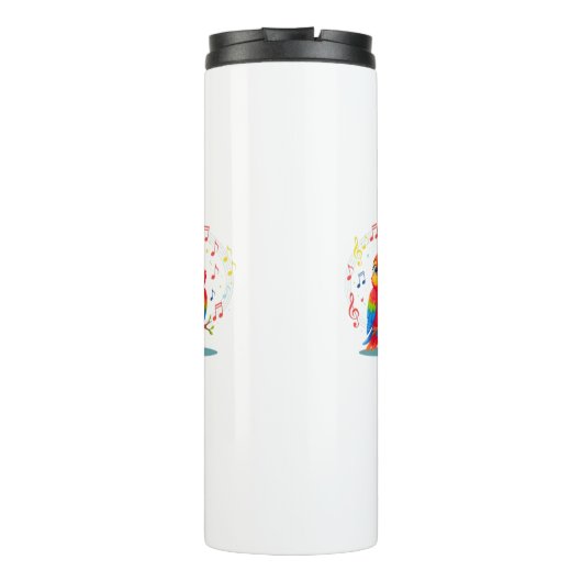 **Singing Parrot – Cute Parrot Singing Illustratio Thermosbecher (Rückseite)