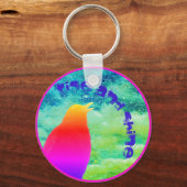 Singing Rainbow Bird mit Ihrem Text Schlüsselanhänger (Vorderseite)