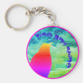 Singing Rainbow Bird mit Ihrem Text Schlüsselanhänger