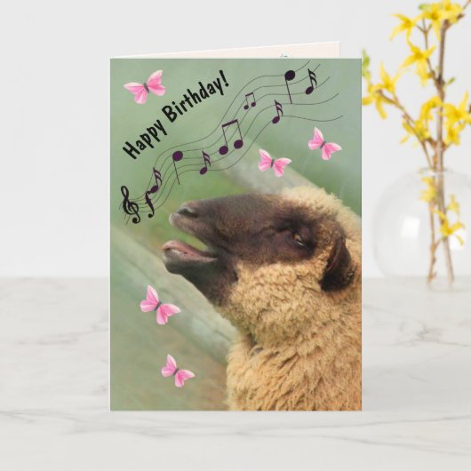 Singing Sheep Happy Birthday Karte (Gelbe Blume)