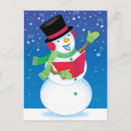 Singing Snowman Christmas Carol Music Postcard Feiertagspostkarte