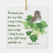 Singing Sparrow Bird Bible Scripture Keramikornament (Rückseite)