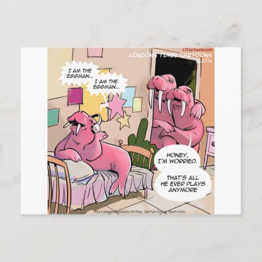 Singing Walrus Worried Postkarte (Vorderseite)