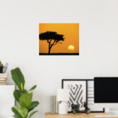 Single Acacia Baum Silhouette bei Sonnenaufgang, M Poster (Heimbüro)