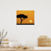 Single Acacia Baum Silhouette bei Sonnenaufgang, M Poster (Küche)