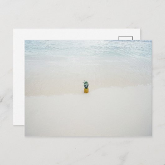 Single Ananas am Strand Postkarte (Vorne/Hinten)