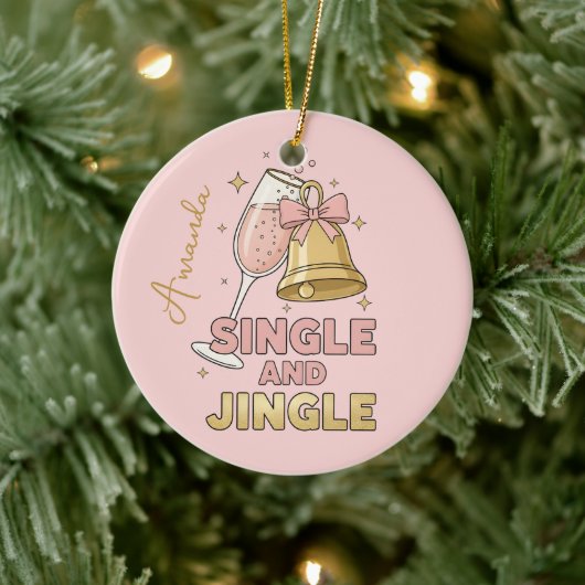Single and Jingle Funny Christmas Ornament Gift (Baum)
